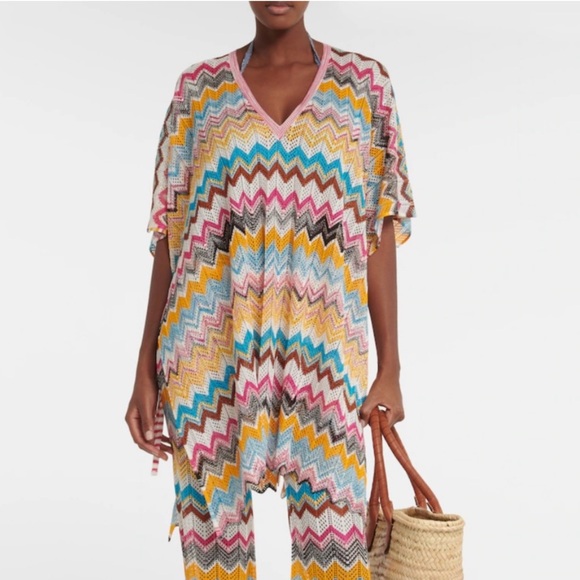 Brand new Missoni zig zag chevron crochet knit kaftan beach cover up dress - Picture 2 of 6
